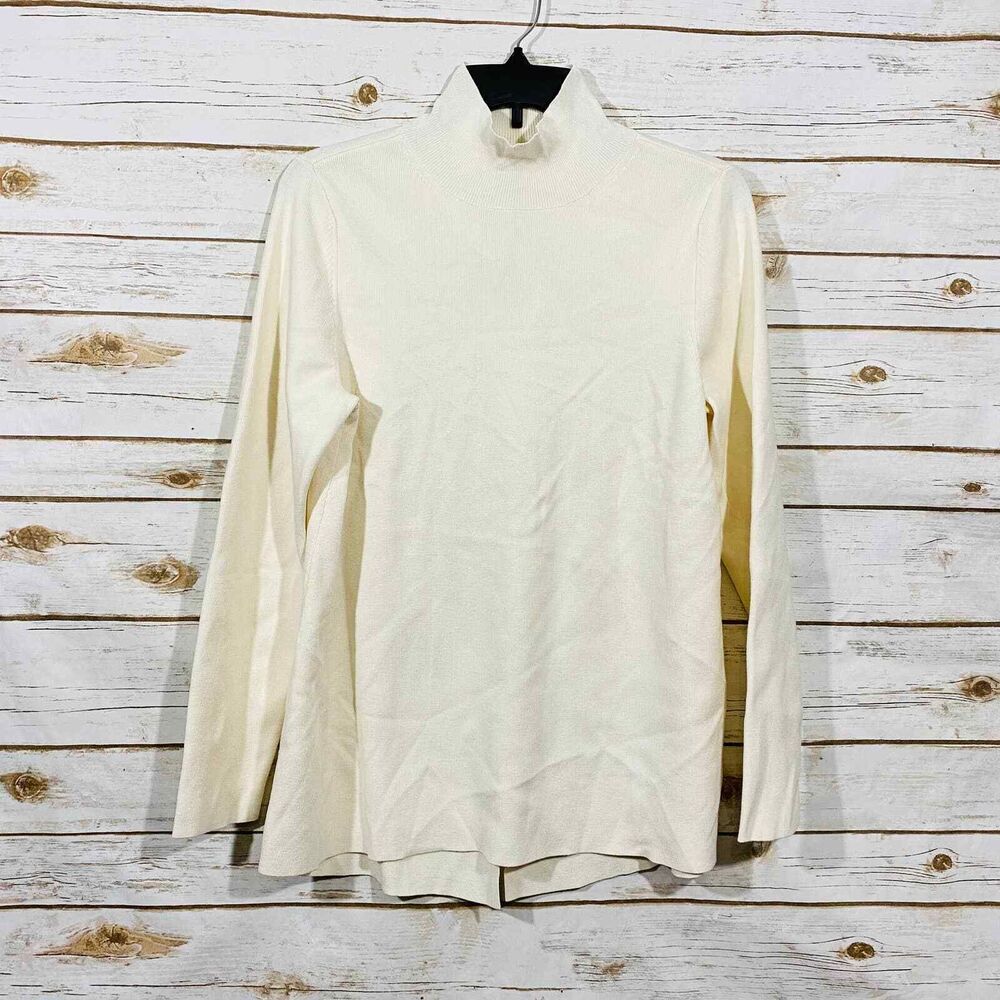 Anne klein womens off-white long sleeve mock neck sweater size M NWT